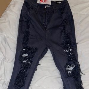 Fashion nova rip jeans dark grey !